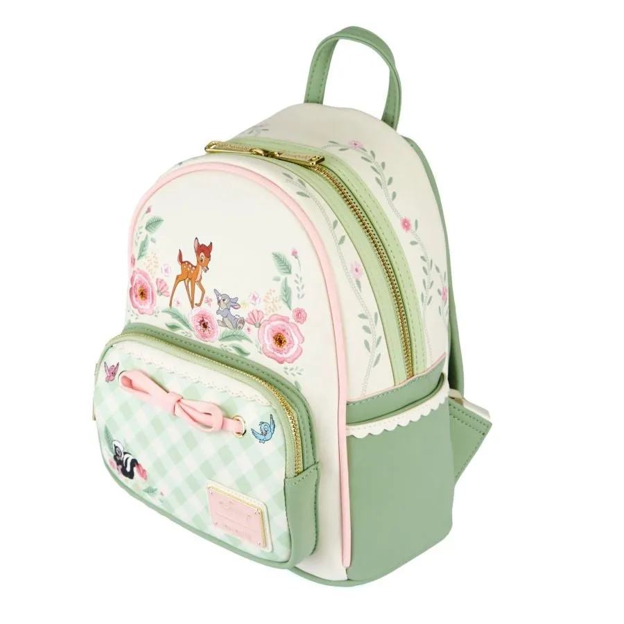 10" Disney : Bambi - Springtime Gingham Faux Leather Mini Backpack Bag Loungefly