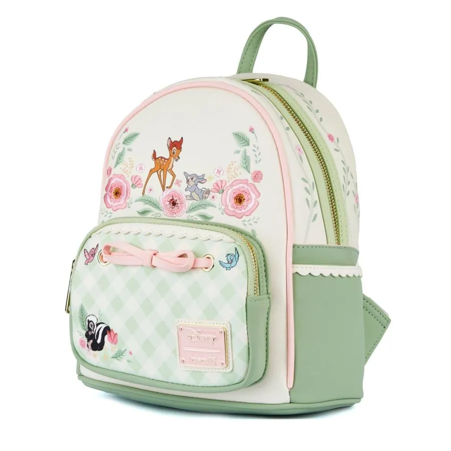 10" Disney : Bambi - Springtime Gingham Faux Leather Mini Backpack Bag Loungefly