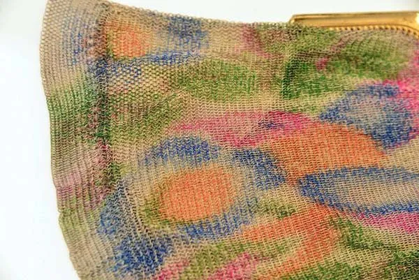 1930s Whiting & Davis Art Deco Painted Mesh Purse