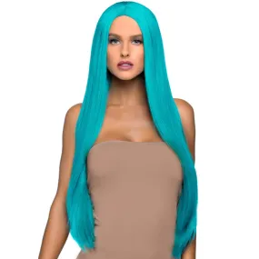 33 Inch Long Straight Center Part Wig Turquoise