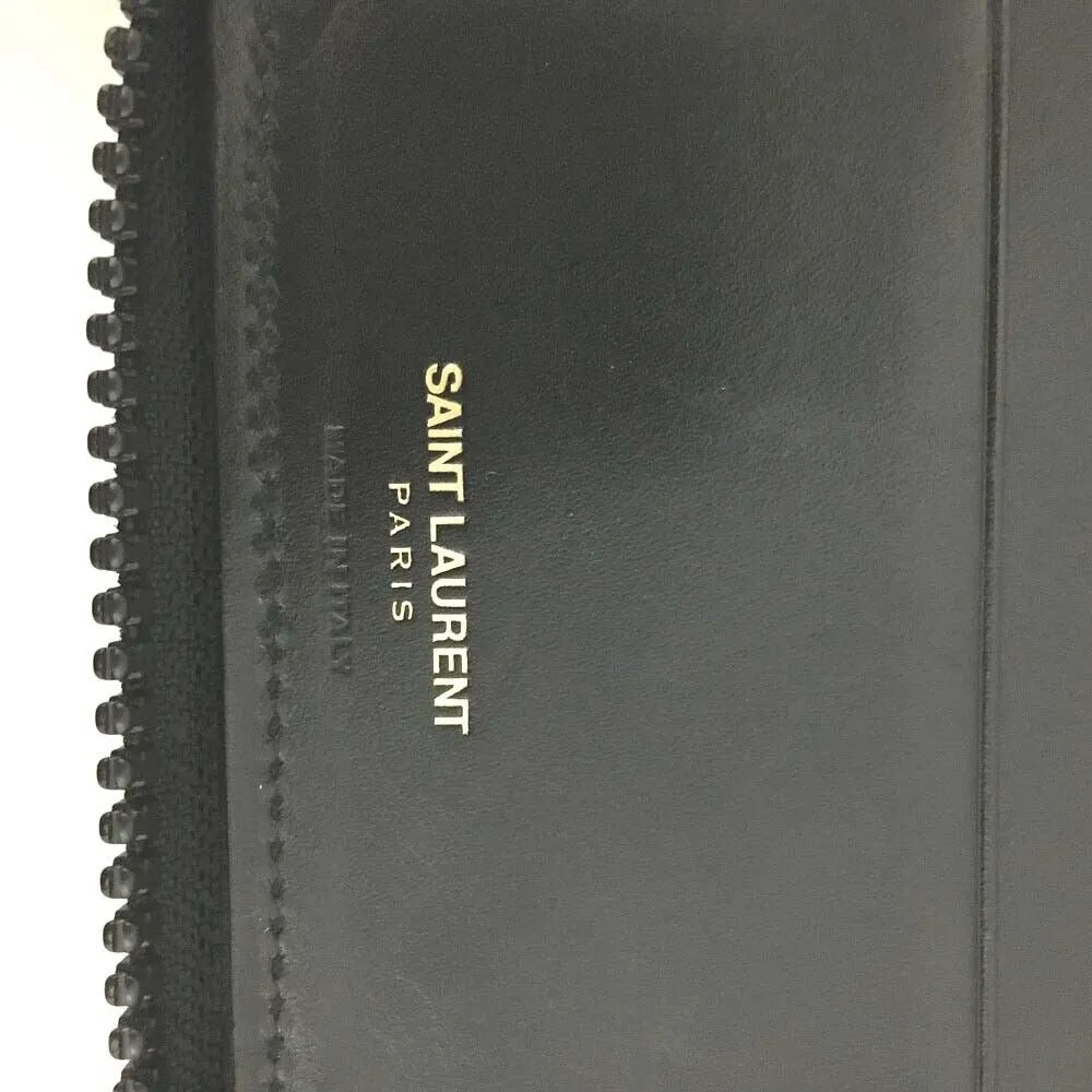 561220Y (S3) YVES Saint Laurent Wallet Long Zip Around Black PVC