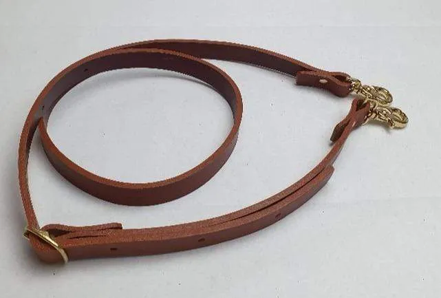 Adjustable Vegetable Tanned Leather Bag Strap with buckle and clips