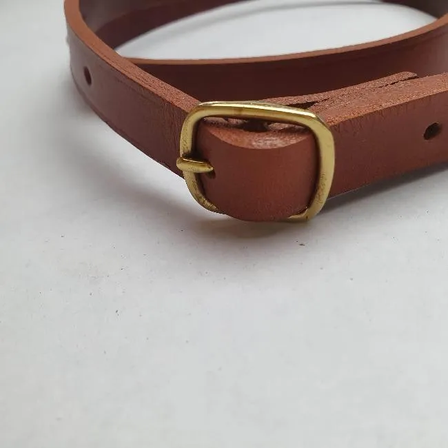 Adjustable Vegetable Tanned Leather Bag Strap with buckle and clips