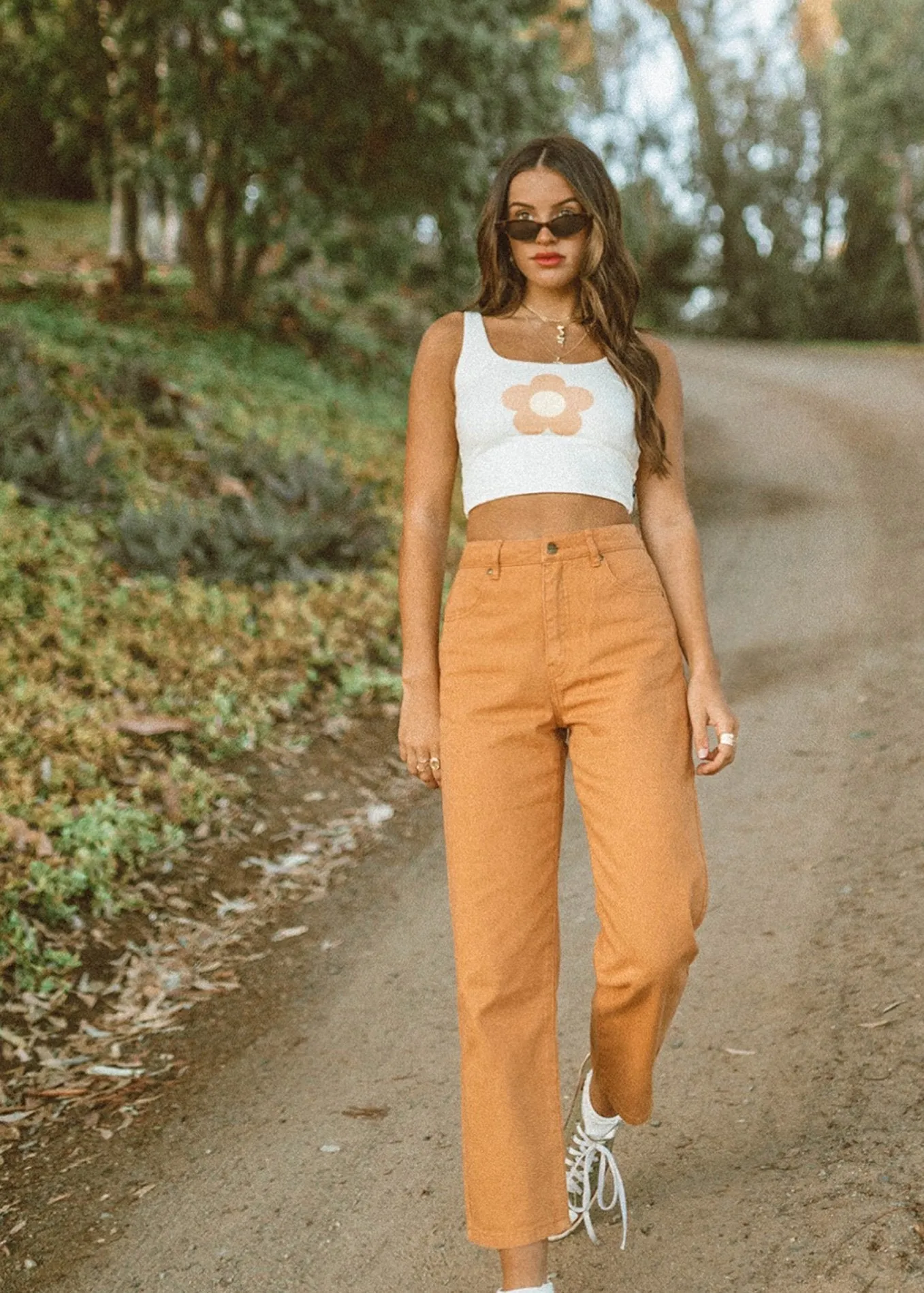 Afends Womens Shelby - Twill High Waist Wide Leg Jeans - Mango