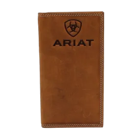 Ariat Men's Tan Embossed Logo Checkbook Rodeo Wallet