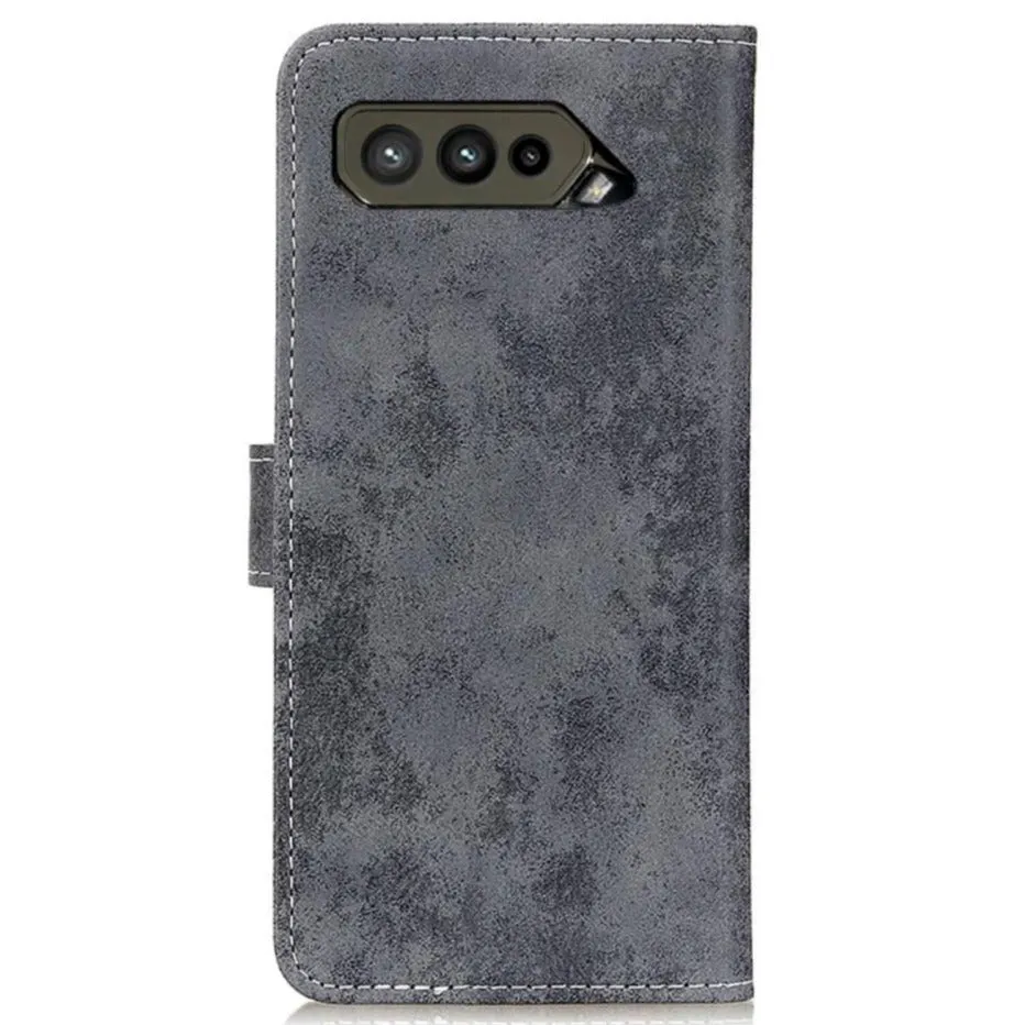 Asus ROG Phone 5 Vintage Læder Cover m. Pung - Grå