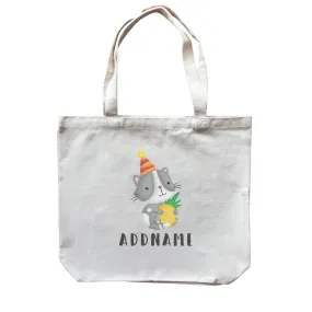 Birthday Hawaii Cute Cat Hugging Pineapple Addname Canvas Bag