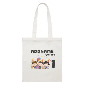 Birthday Music Band Boy Group Addname Turns 1 White Canvas Bag