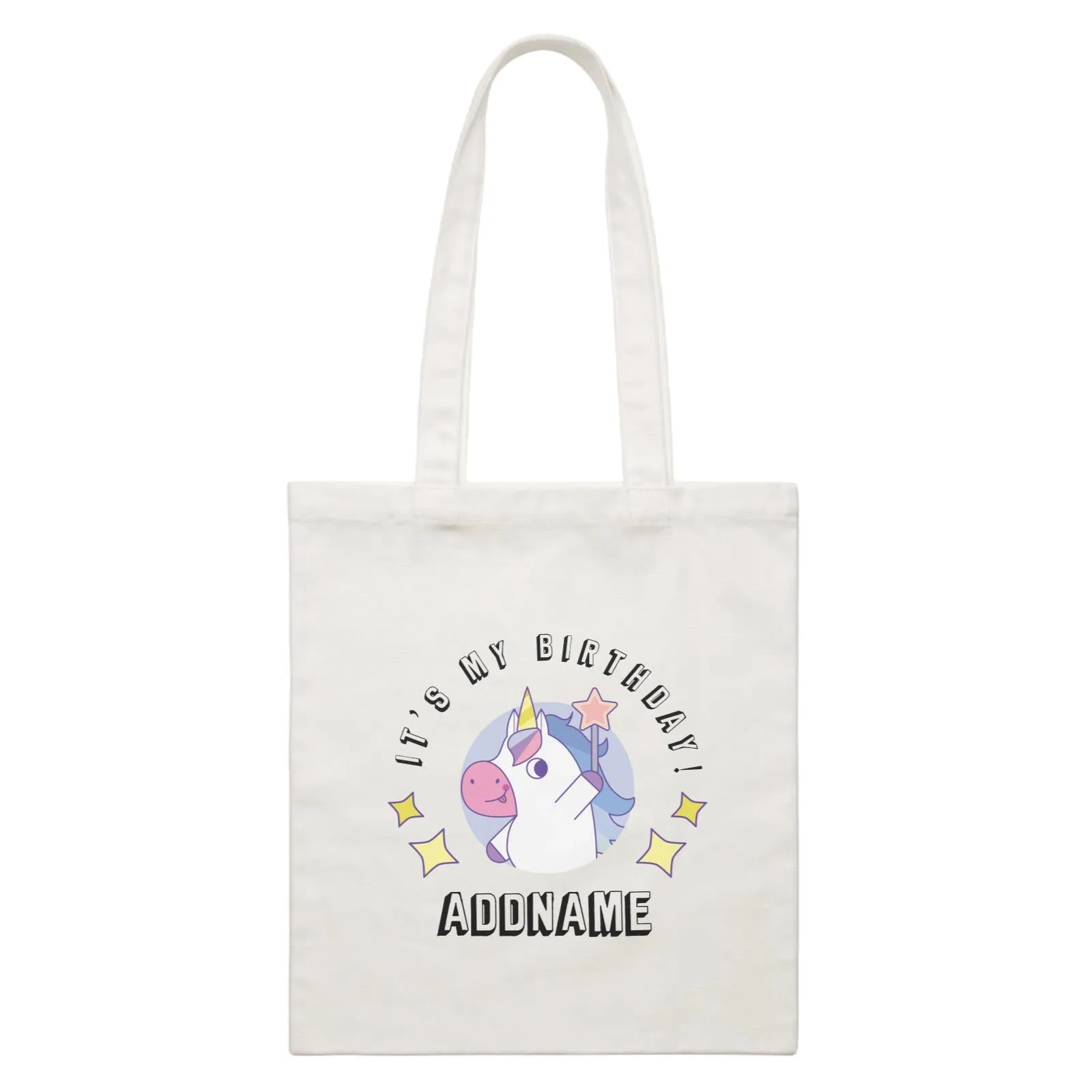 Birthday Unicorn Boy With Magic Wand It's My Birthday Addname White Canvas Bag