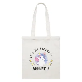 Birthday Unicorn Boy With Magic Wand It's My Birthday Addname White Canvas Bag