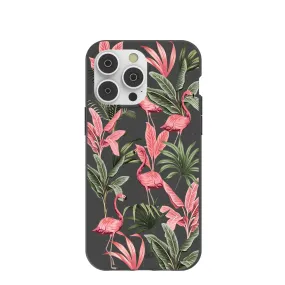 Black Flamingo Party iPhone 14 Pro Max Case with MagSafe Module