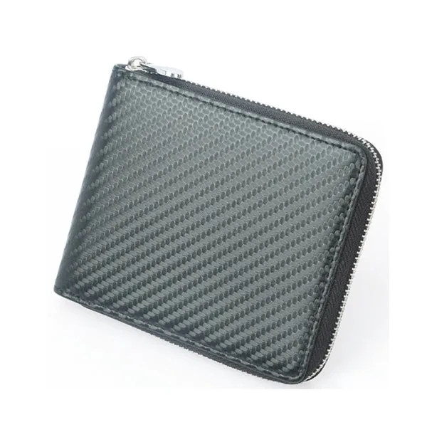Black Genuine Leather RFID Zipper Wallet 黑色真皮 RFID 拉鍊錢包 CH19039