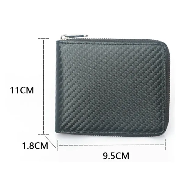 Black Genuine Leather RFID Zipper Wallet 黑色真皮 RFID 拉鍊錢包 CH19039