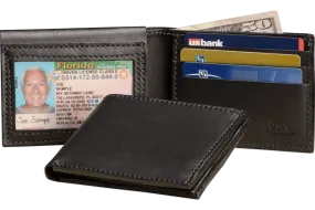 Black Premium Leather Bifold Wallet With Flip Up ID Window