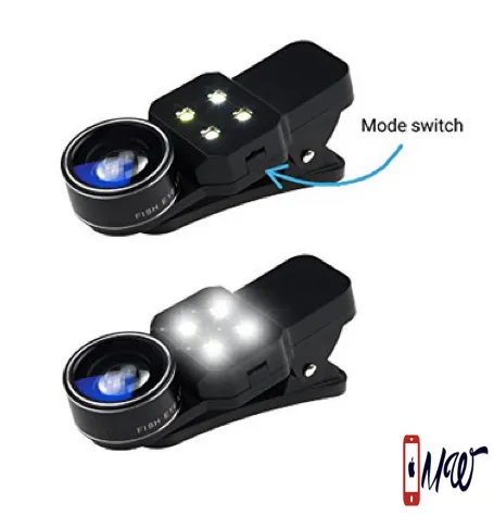 Camera Lens Kit with LED Light for Mobile Phone - Universal - Fisheye, Wide Angle and Macro Lens - Amazing Upgrade for Apple iPhone, (not suitable for iPhone 7 Plus)