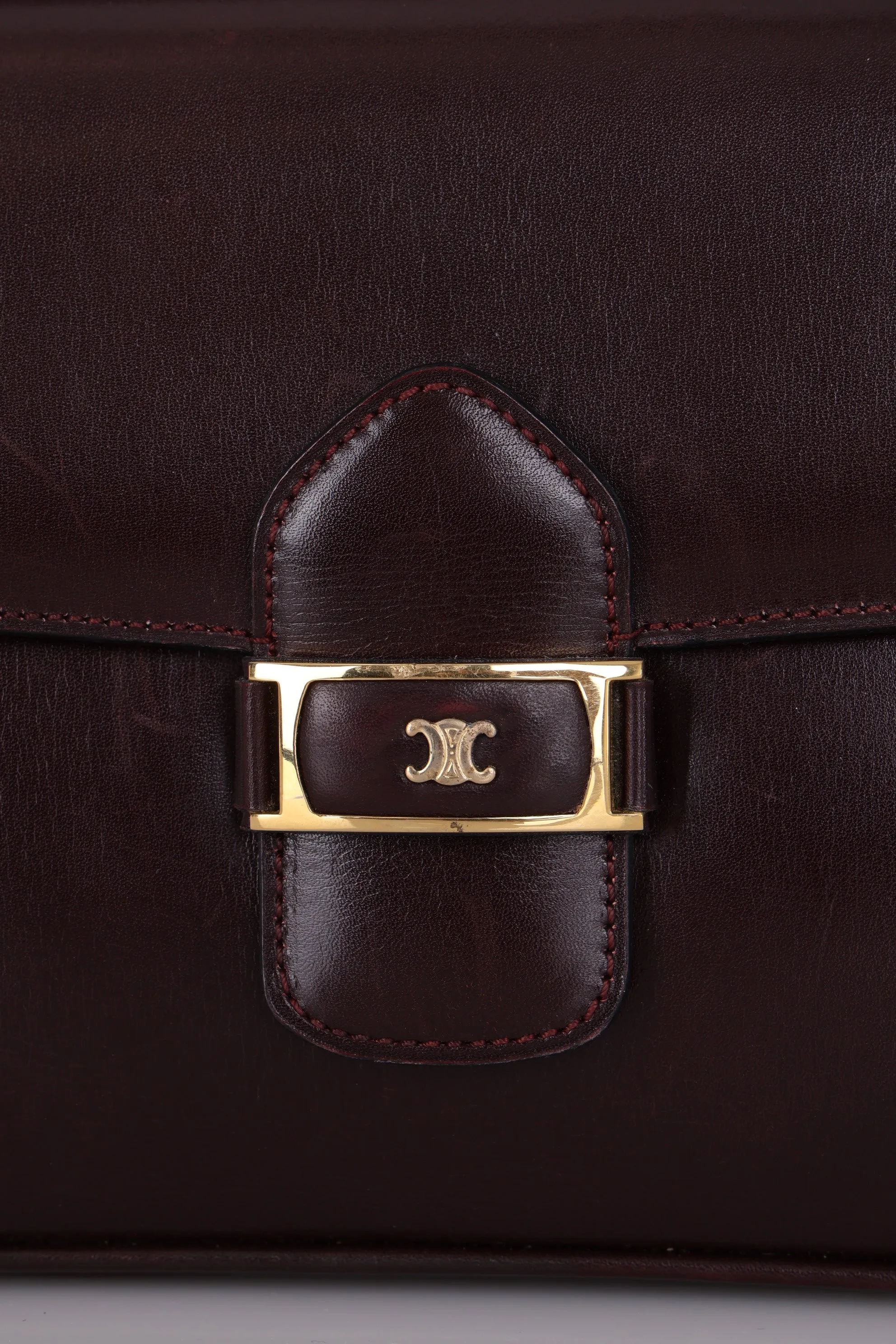 Celine Bordeaux Boxcalf Triomphe Shoulder Bag