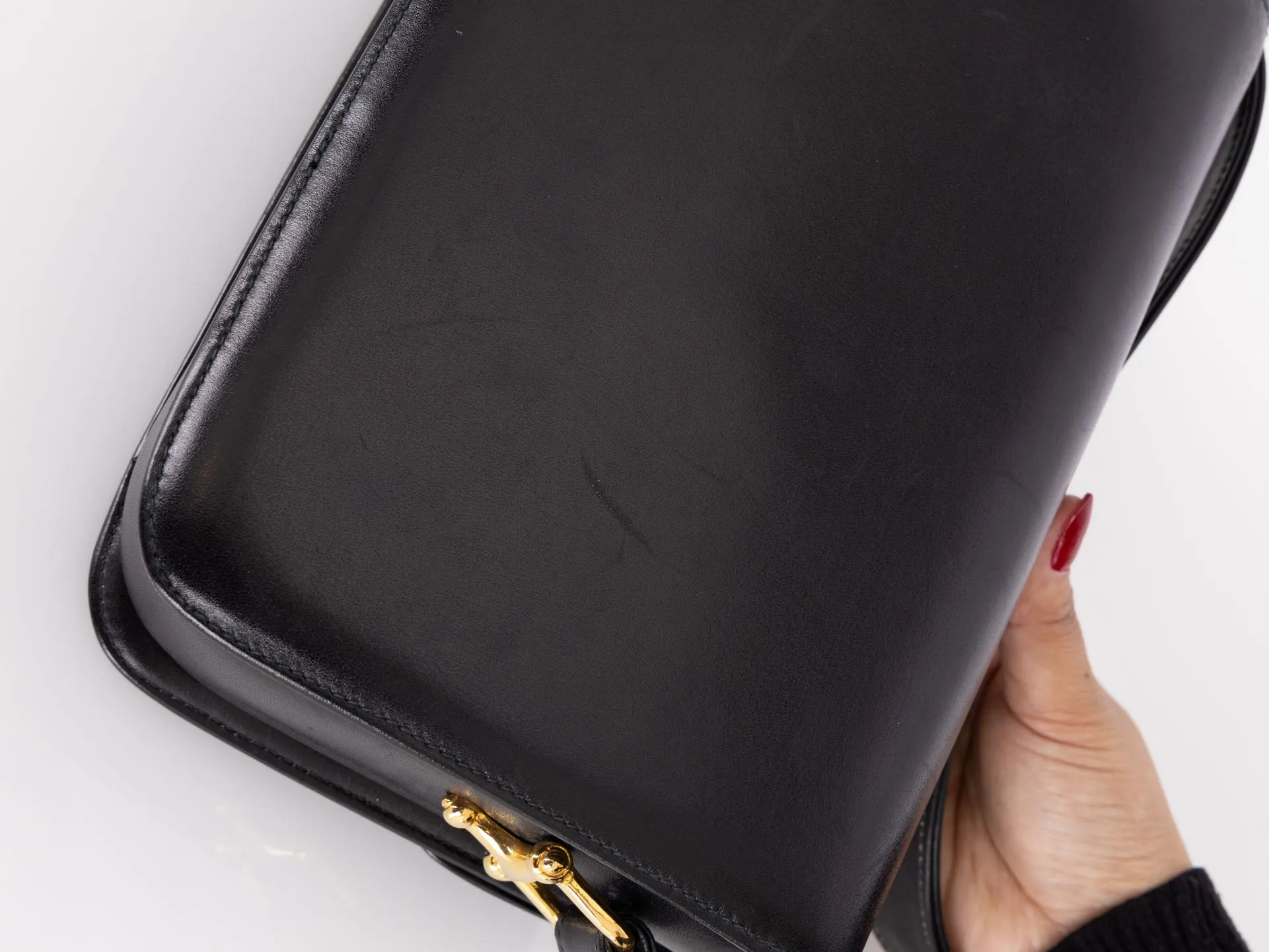 Celine Triomphe Navy Box Calf Shoulder Bag