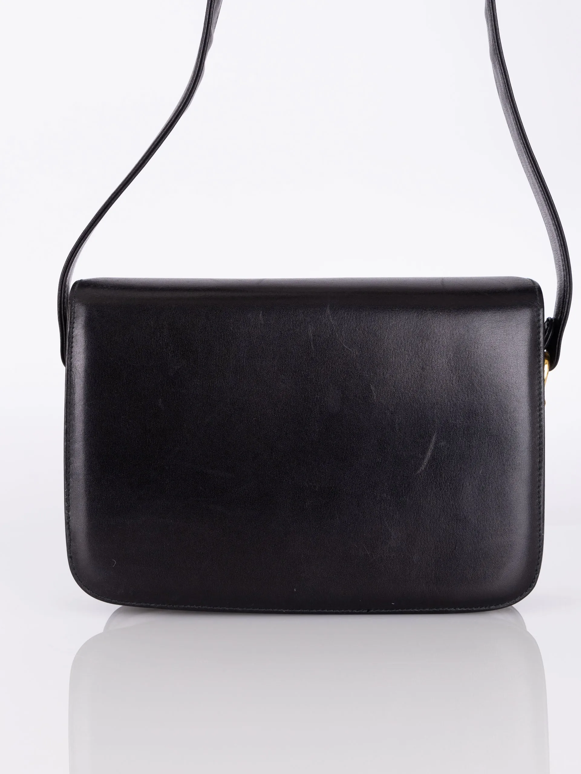 Celine Triomphe Navy Box Calf Shoulder Bag