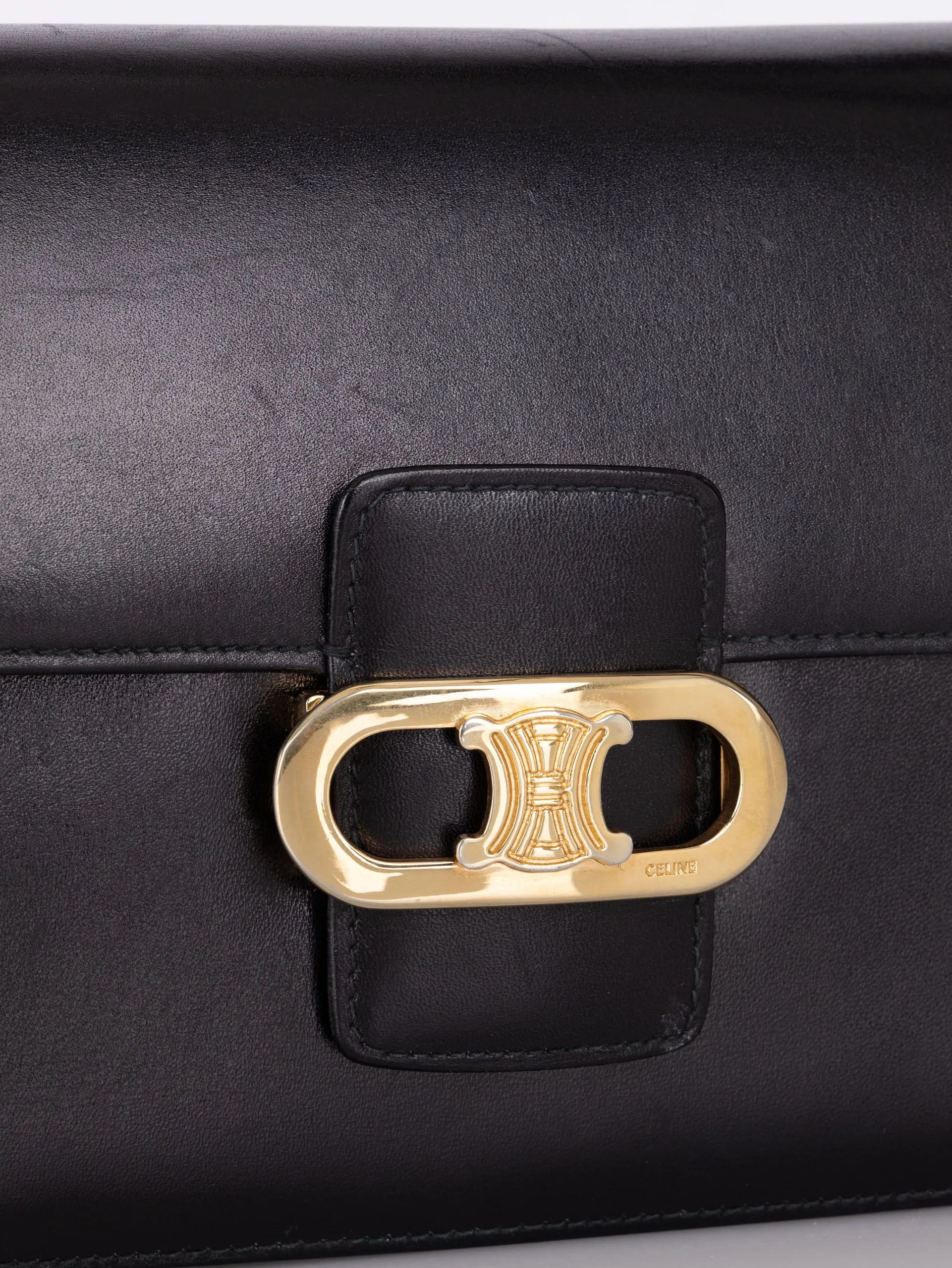 Celine Triomphe Navy Box Calf Shoulder Bag