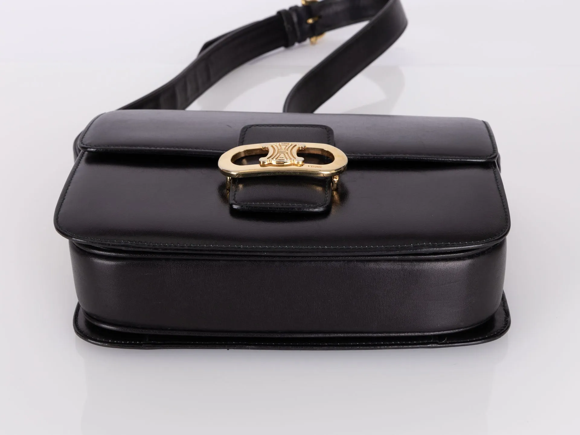 Celine Triomphe Navy Box Calf Shoulder Bag