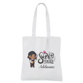 Chibi Super Teacher Indian Female Teacher White Canvas Bag