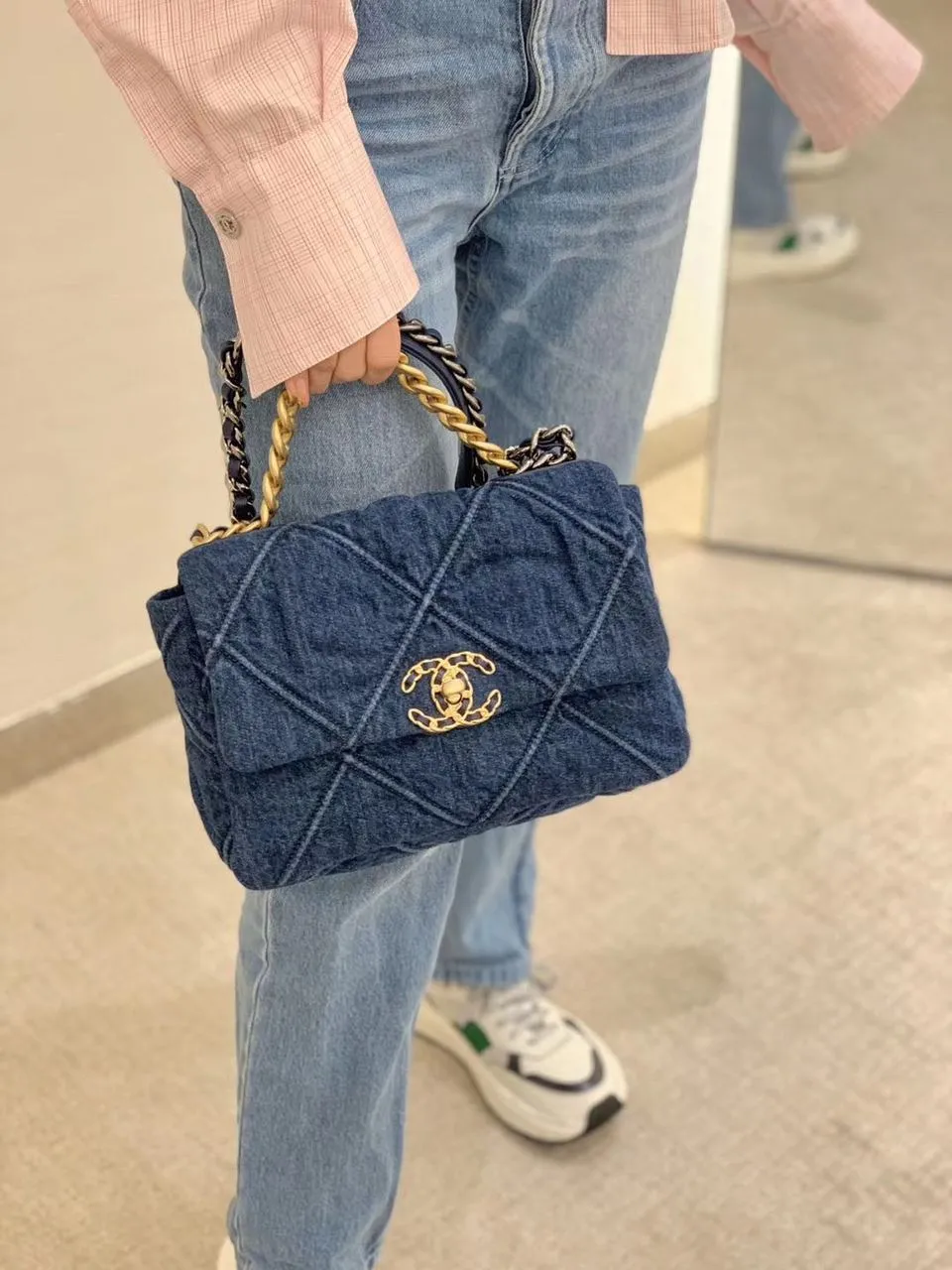 CHL 19 Handbag Denim Blue For Women, Women&#8217;s Flap Bag, Shoulder And Crossbody Bags 10.1in/26cm AS1160 B02876 N6832