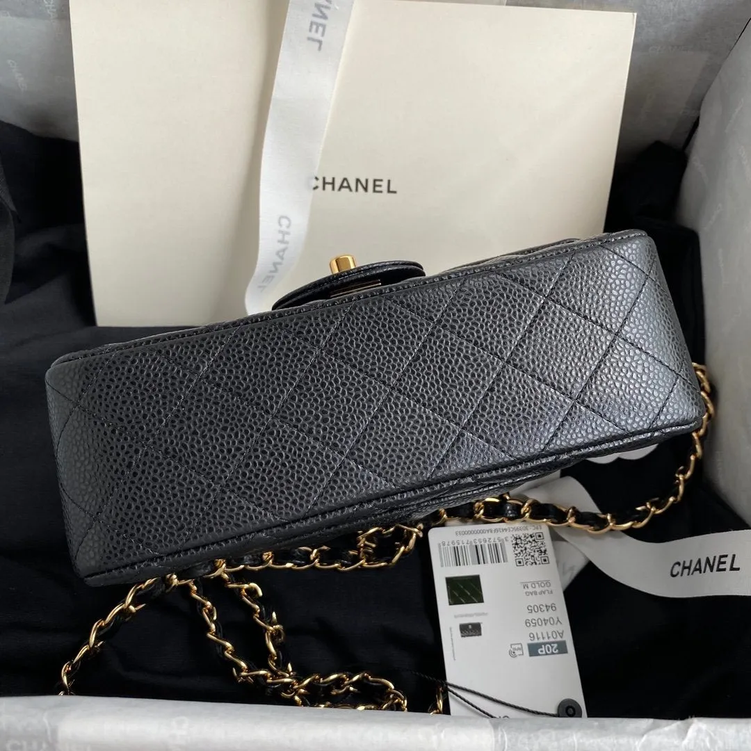 CHLMini Classic Handbag Black For Women 6.7in/17cm