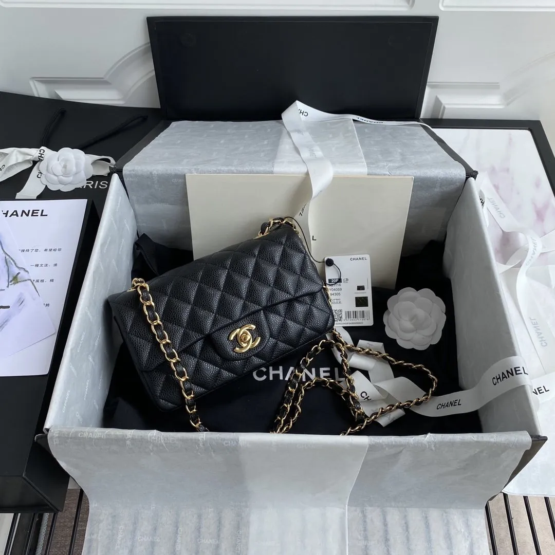 CHLMini Classic Handbag Black For Women 6.7in/17cm