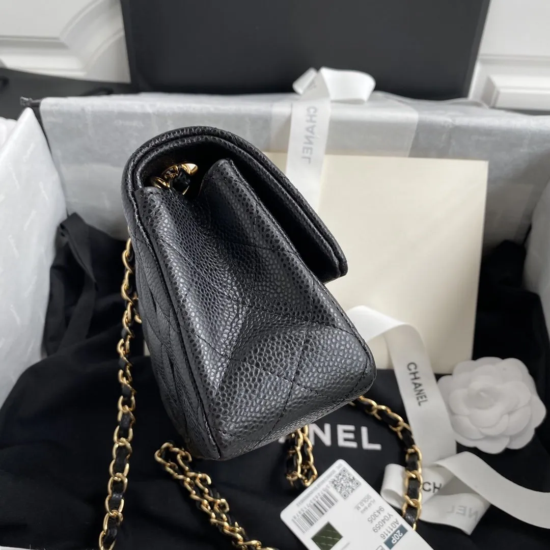 CHLMini Classic Handbag Black For Women 6.7in/17cm