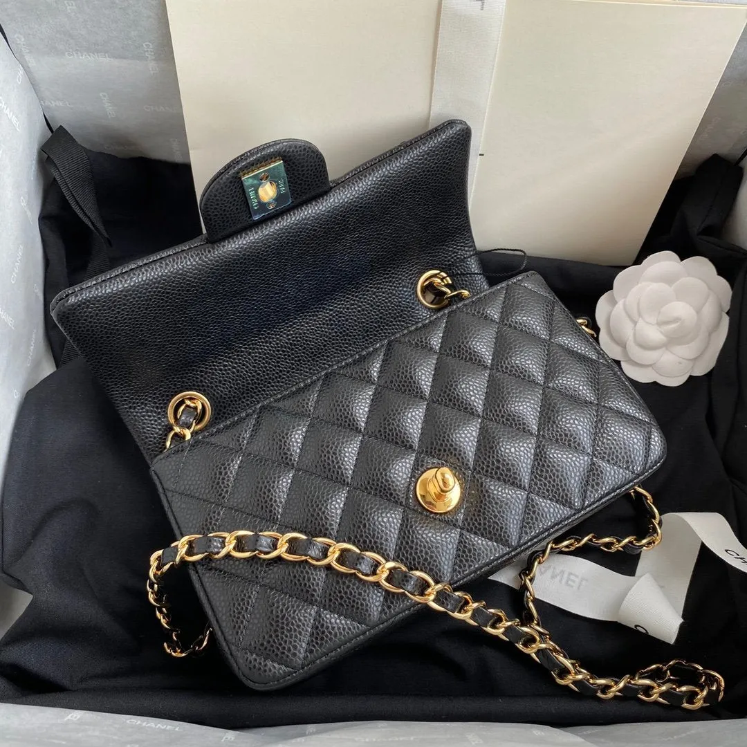 CHLMini Classic Handbag Black For Women 6.7in/17cm