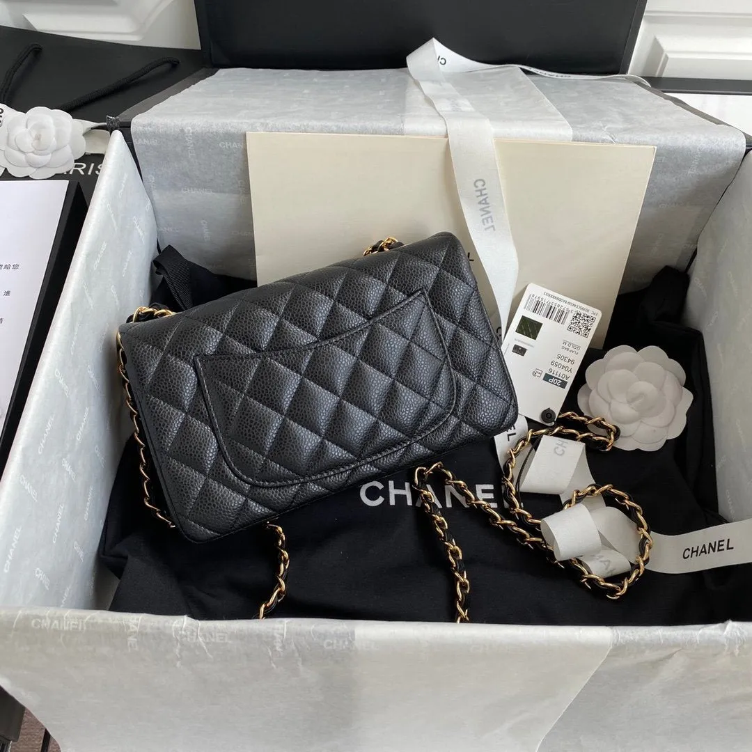 CHLMini Classic Handbag Black For Women 6.7in/17cm