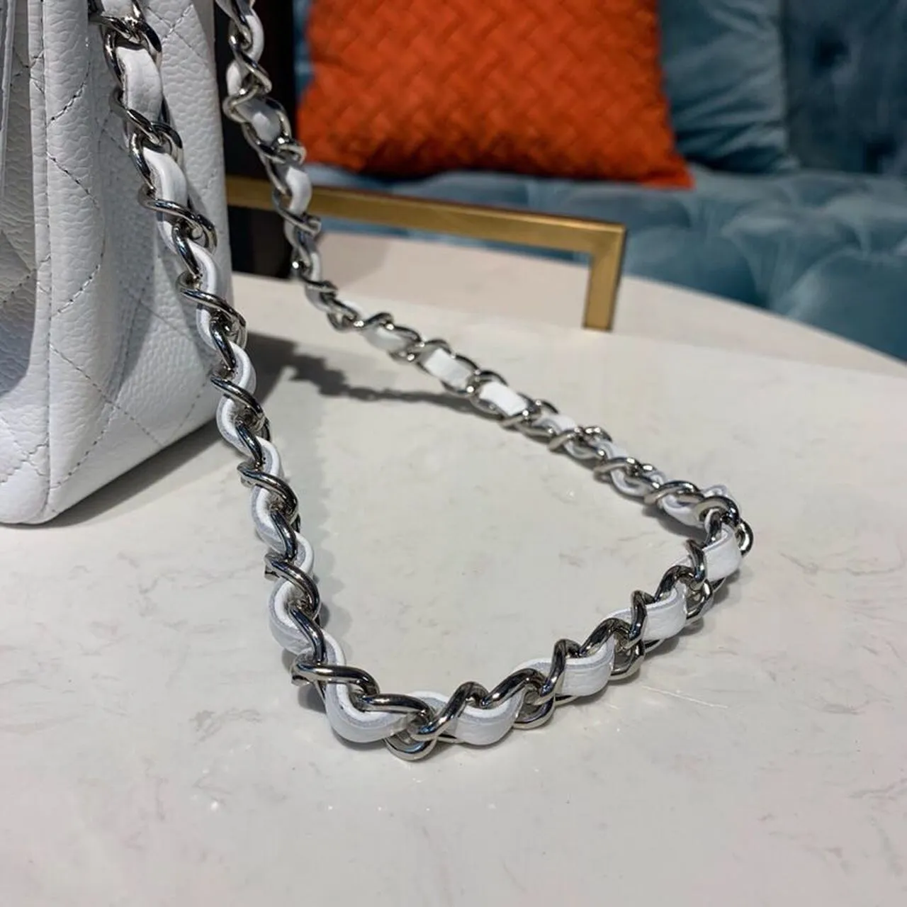CHLSmall Classic Handbag Silver Hardware White For Women, Women&#8217;s Bags, Shoulder And Crossbody Bags 7.8in/20cm A01113
