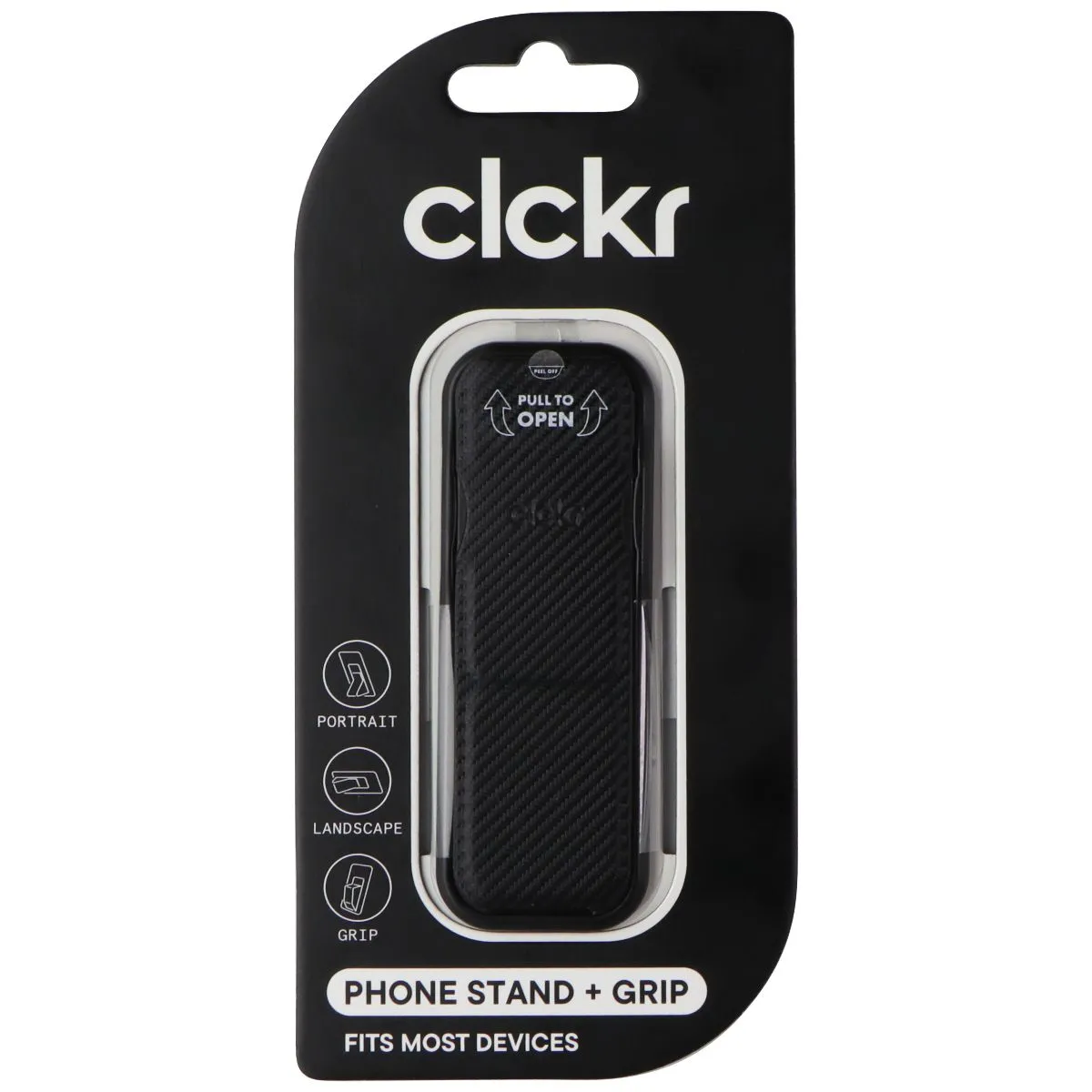 CLCKR Universal Cell Phone Stand   Grip - Carbon Fibre (Black)