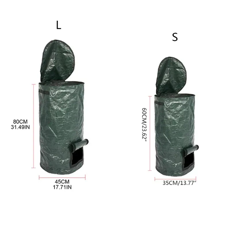 Collapsible Garden Yard Compost Bag with Lid Environmental Organic Ferment Waste Collector Refuse Sacks Composter