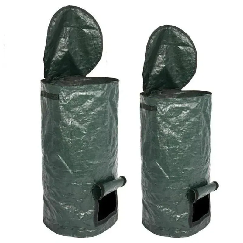 Collapsible Garden Yard Compost Bag with Lid Environmental Organic Ferment Waste Collector Refuse Sacks Composter