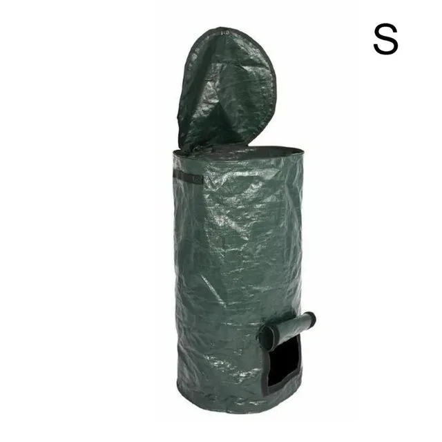 Collapsible Garden Yard Compost Bag with Lid Environmental Organic Ferment Waste Collector Refuse Sacks Composter