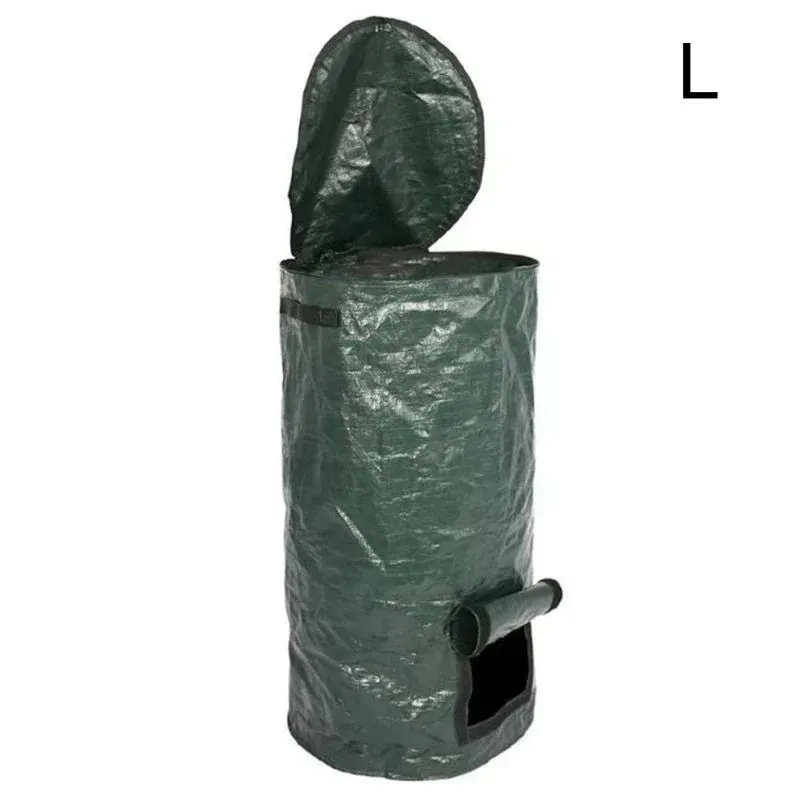 Collapsible Garden Yard Compost Bag with Lid Environmental Organic Ferment Waste Collector Refuse Sacks Composter