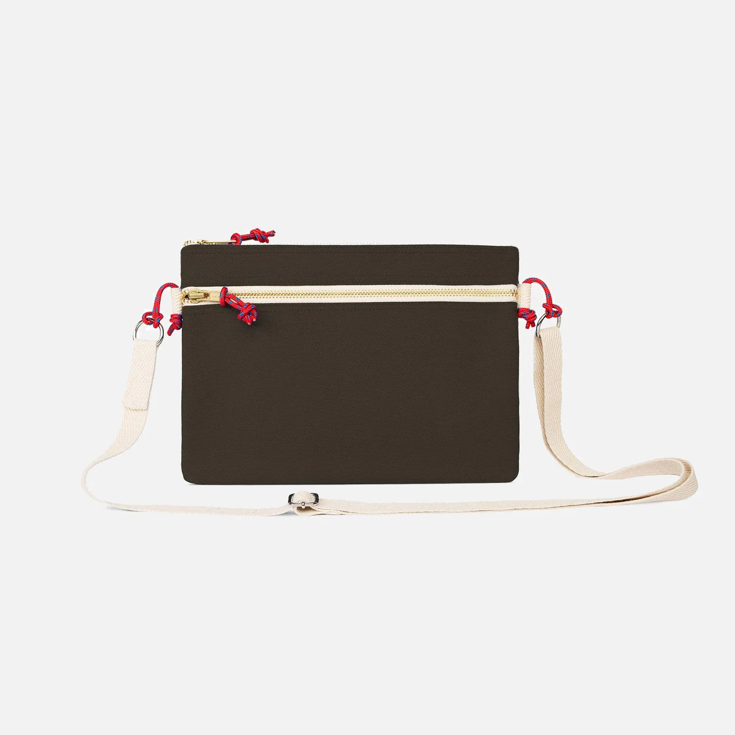 Cotton Canvas Side Pouch Bag - Khaki