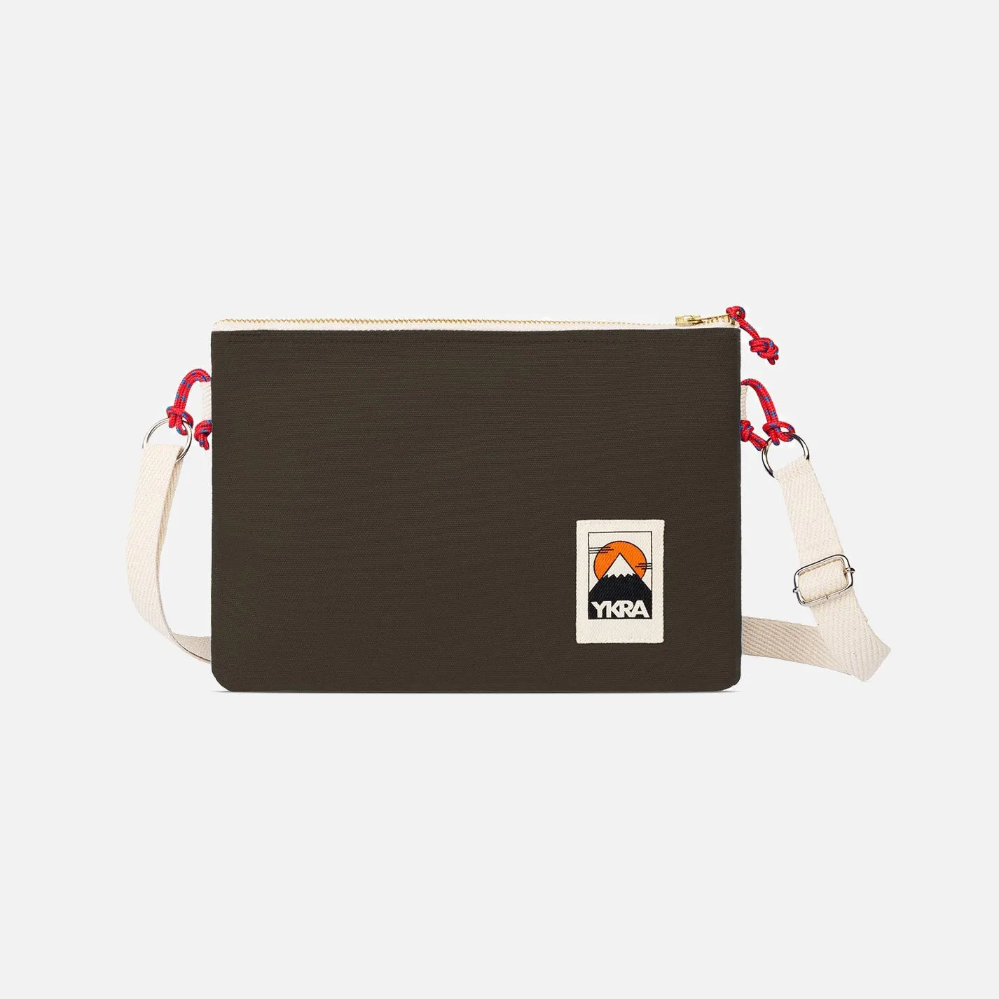 Cotton Canvas Side Pouch Bag - Khaki