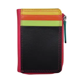 Credit Card Holder Vertical Split Black Brights Leather RFID Blocking 7411
