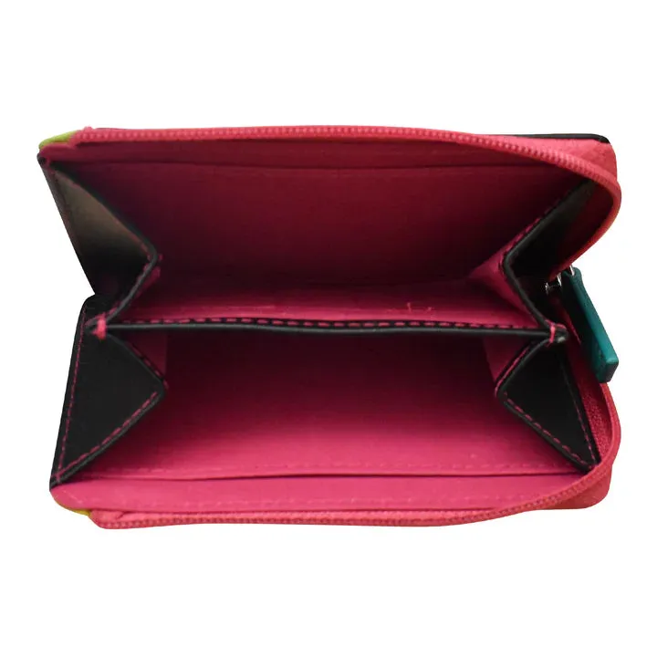 Credit Card Holder Vertical Split Black Brights Leather RFID Blocking 7411
