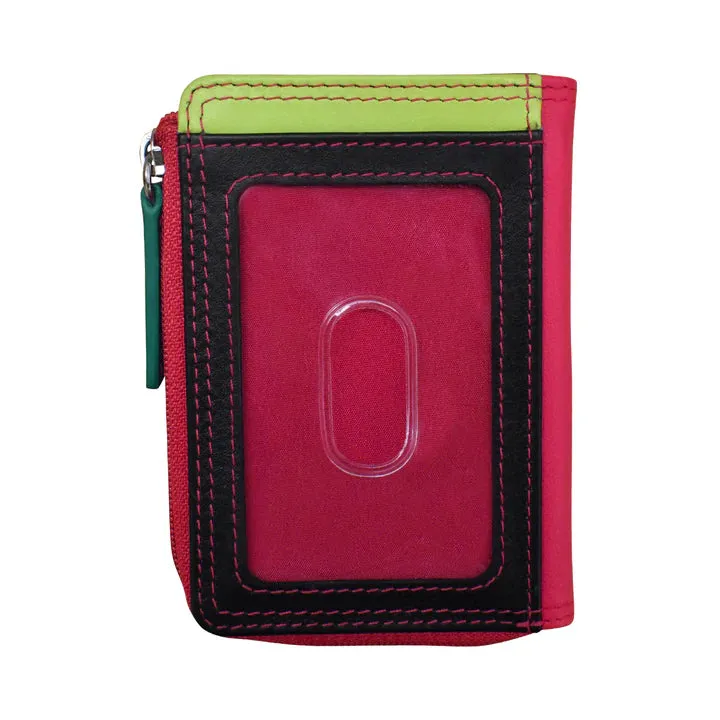 Credit Card Holder Vertical Split Black Brights Leather RFID Blocking 7411