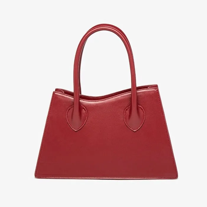 Cute Red Solid Color 2 in 1 Minimalist Luxury Genuine Leather Handheld Handbag for Women   Mini Handbag, Shoulder Bag, Crossbody Bag