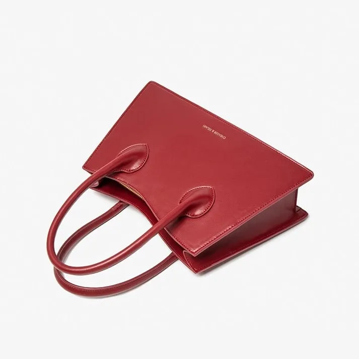 Cute Red Solid Color 2 in 1 Minimalist Luxury Genuine Leather Handheld Handbag for Women   Mini Handbag, Shoulder Bag, Crossbody Bag