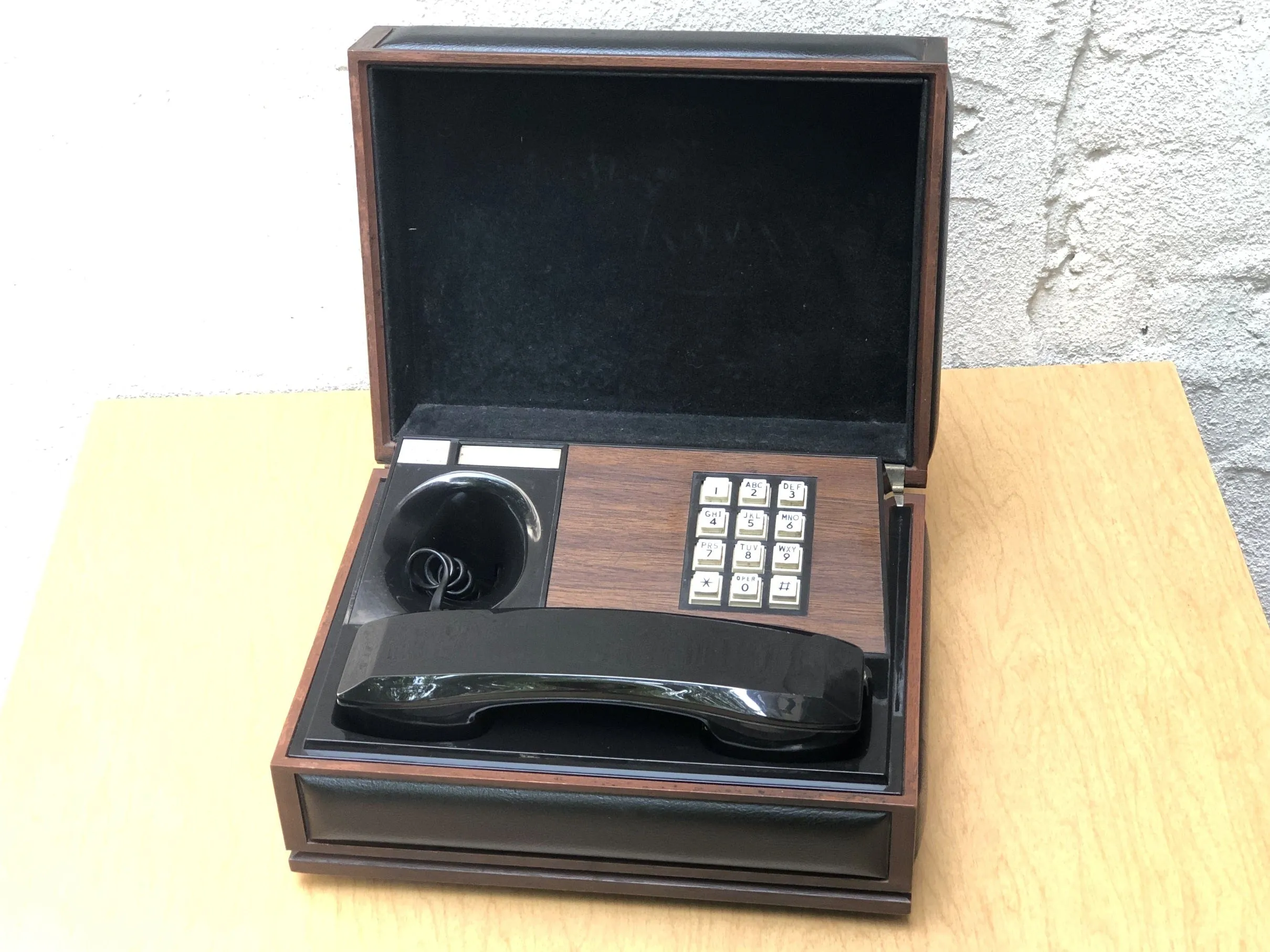 Deco-Tel Executive Box Telephone, Black and Faux Wood
