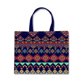 Designer Tote Bag With Zip Beach Gym Travel Bags -  Ethnic Pattern