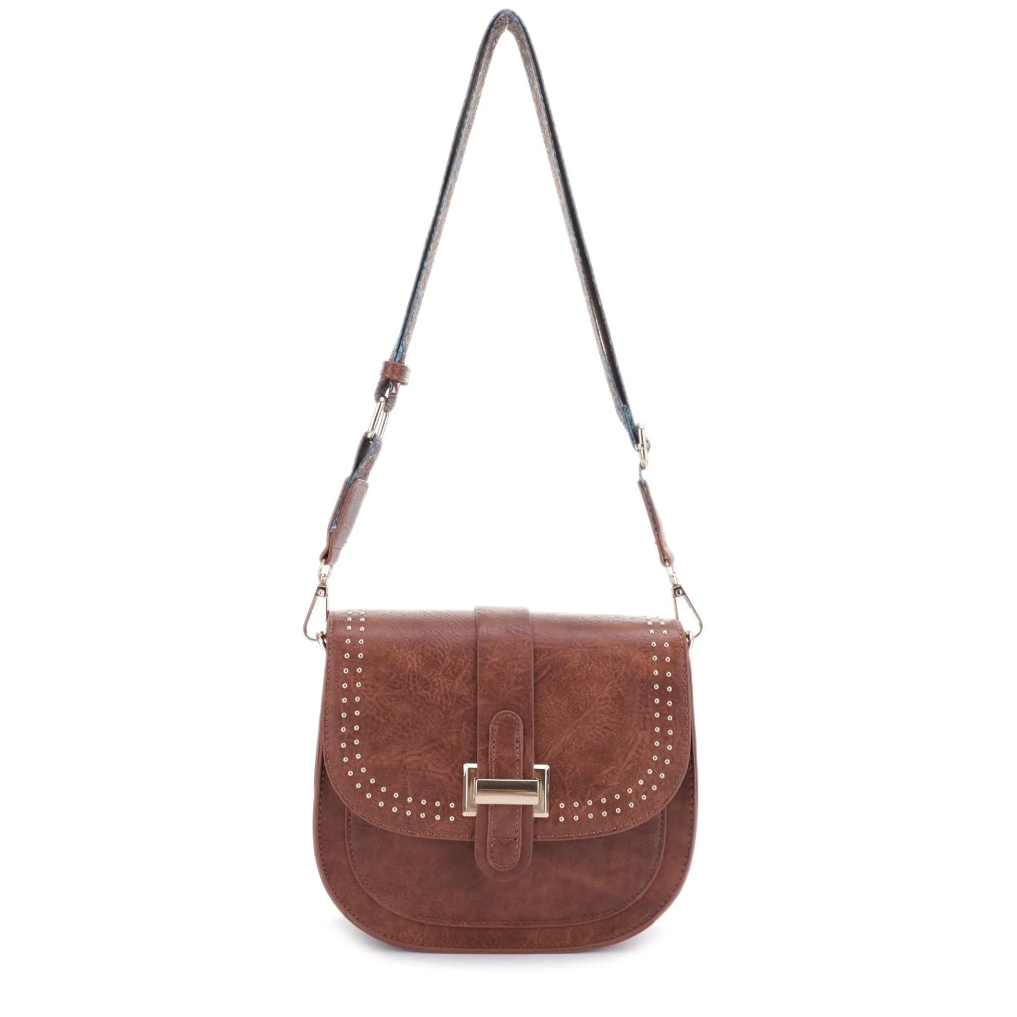 DJ60119 Portia Crossbody With Stud Details and Printed Guitar Strap