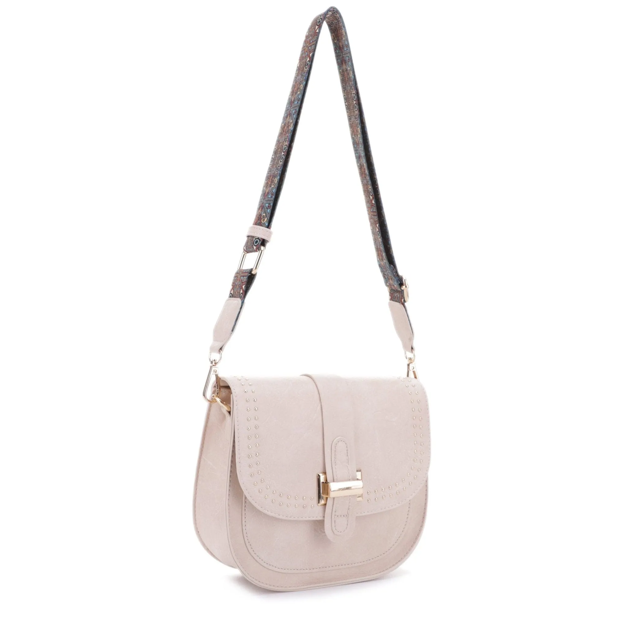 DJ60119 Portia Crossbody With Stud Details and Printed Guitar Strap
