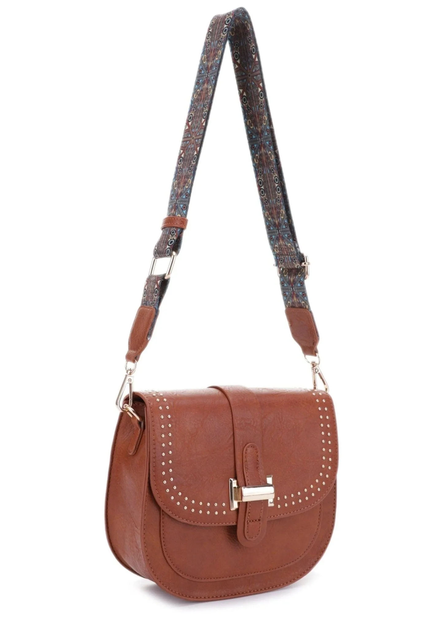 DJ60119 Portia Crossbody With Stud Details and Printed Guitar Strap
