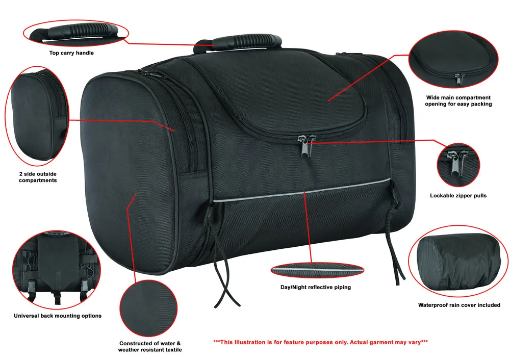 DS333 Reflective Piping Sissy Bar Carry Bag